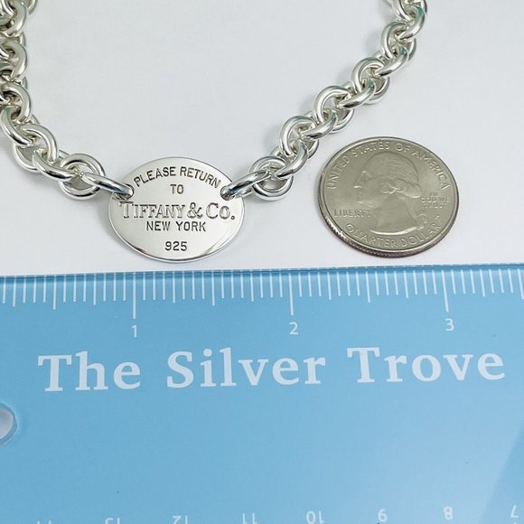 7.75” Please Return To Tiffany Oval Tag Charm Bracelet in Silver - Picture 6 of 7